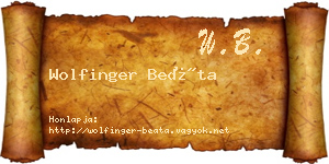 Wolfinger Beáta névjegykártya